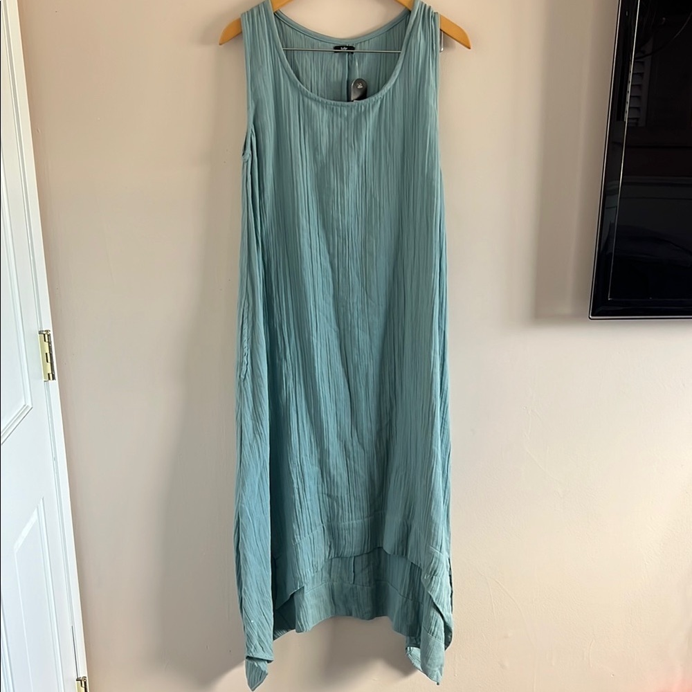 Tulip Blue Sleeveless Flowing Midi Dress | Size S | Boho Minimal NWT